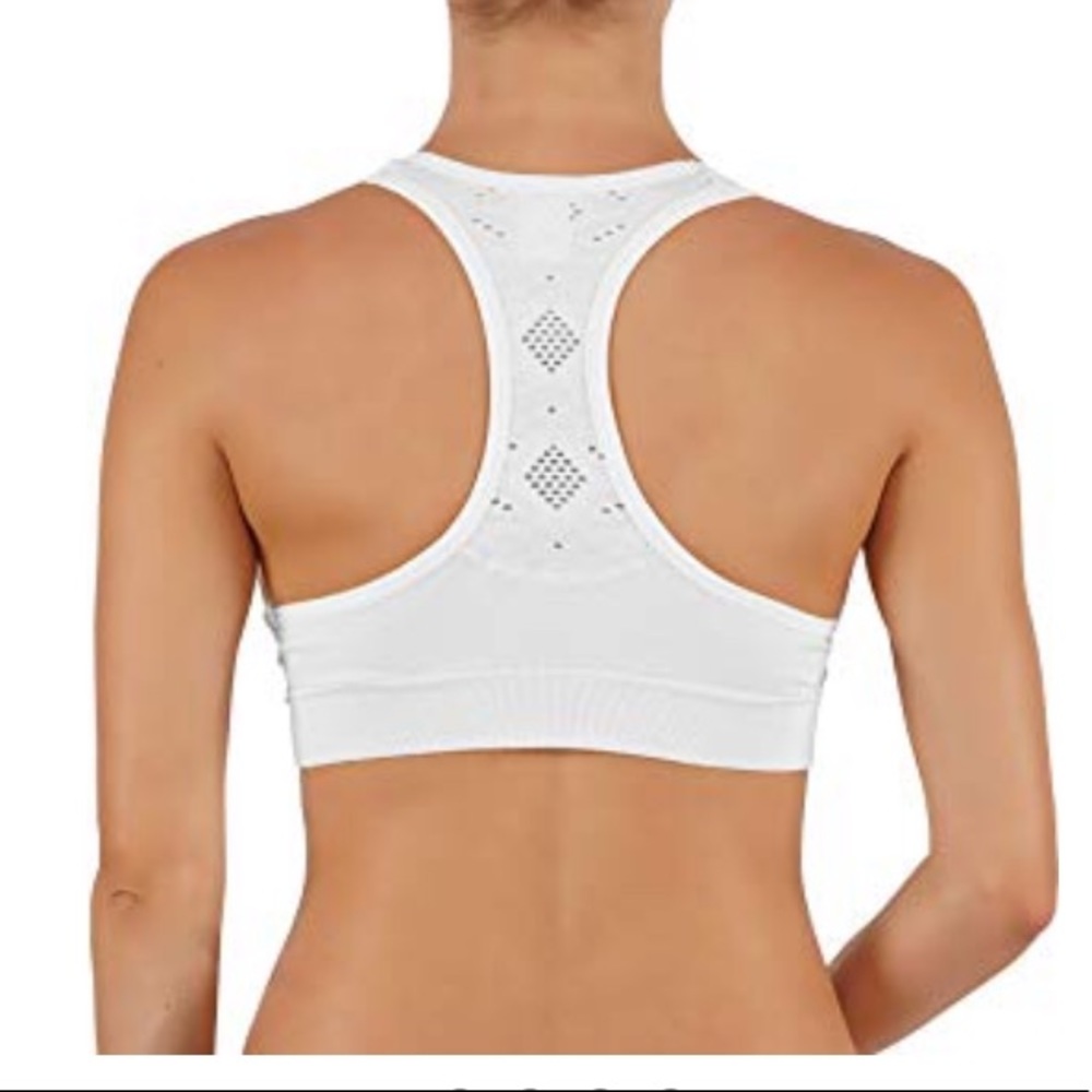 NEW Push Up V-neck sports bra in white laser cut - Picture 3 of 3